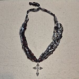 Elegant Black and Silver Cross Necklace